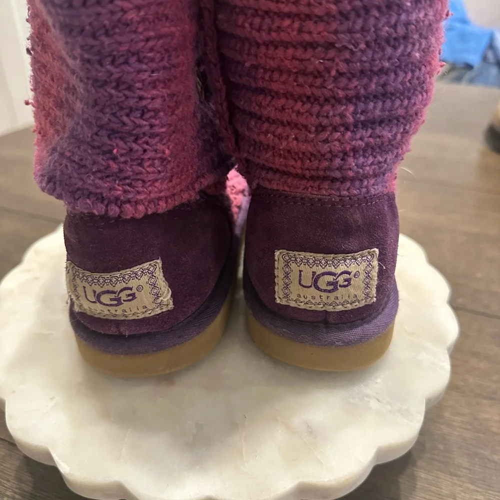 UGG Kids Pink‎ and Purple Knit Button Boots